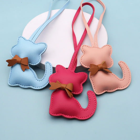 Hot selling creative PU leather kitten bag pendant, high-end cartoon kitten cotton filled fashionable luggage pendant