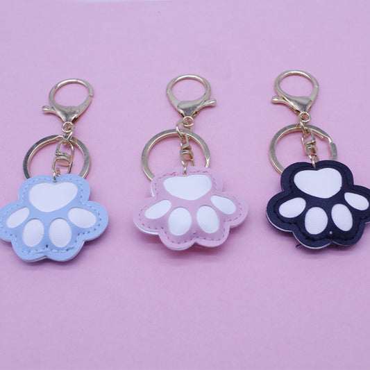 Hot selling PU Leather Cat Paw Pendant with Multiple Small and Colorful Cat Paws Girls' Bag Keychain Doll Machine Gift Keychain