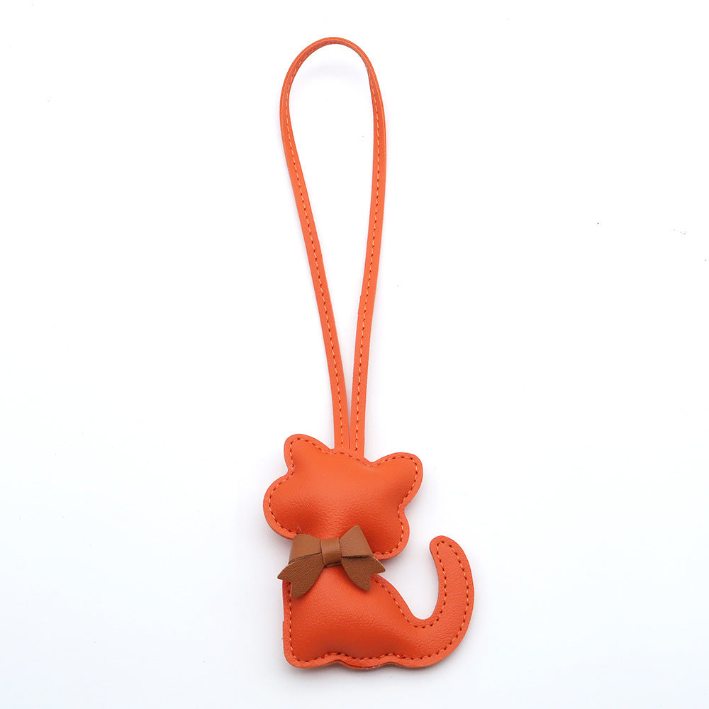 Hot selling creative PU leather kitten bag pendant, high-end cartoon kitten cotton filled fashionable luggage pendant