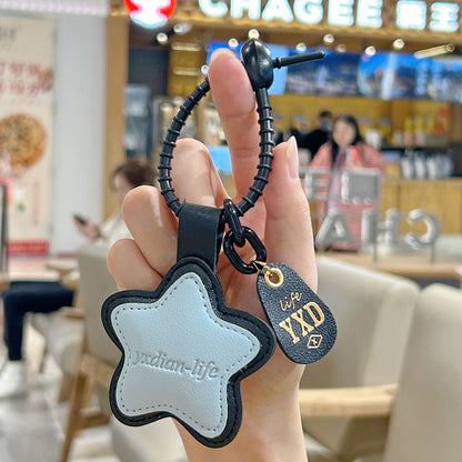 Custom Leather Candy Colored Keychain Couple Student Bag Hanging Decoration Small Gift with Logo