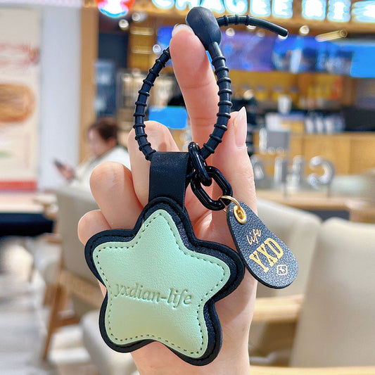 Custom Leather Candy Colored Keychain Couple Student Bag Hanging Decoration Small Gift with Logo