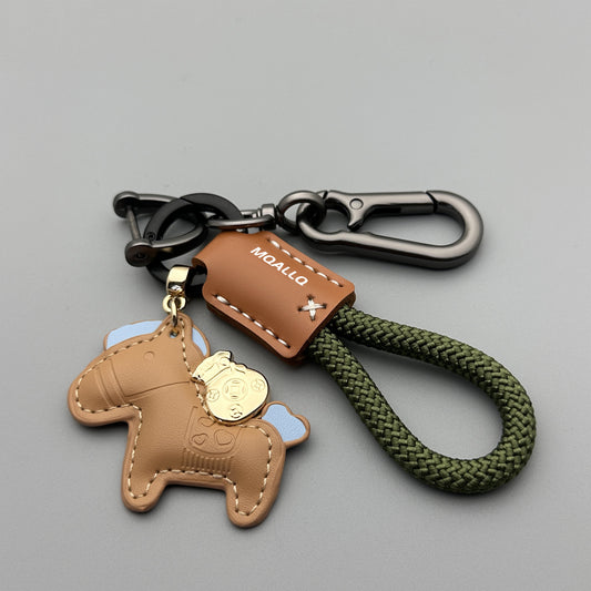 Handmade Leather Car Keychain Pendant Exquisite Simple Personalized Couple Keychain Rope for Men and Women
